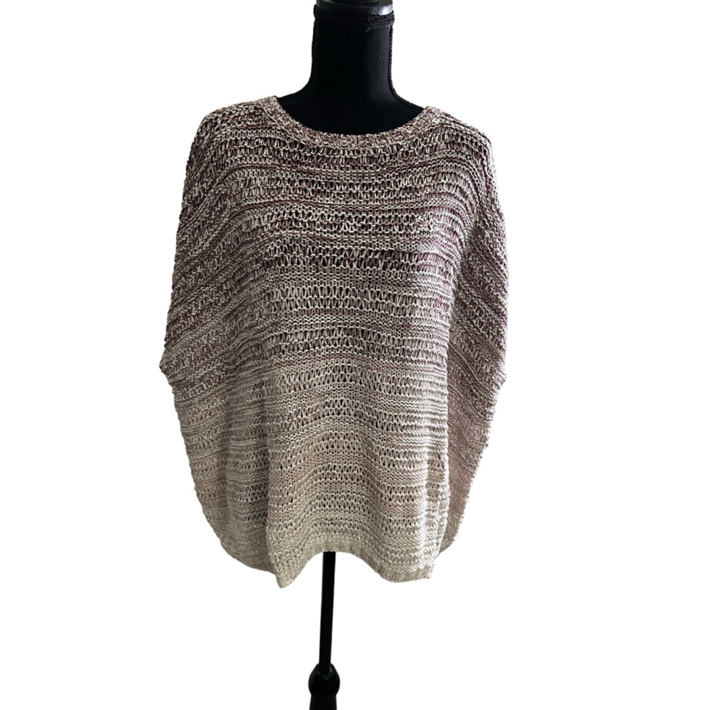 Women’s Relaxed Fit Short Sleeve Pink Ombré Sweater,  Size 2X
